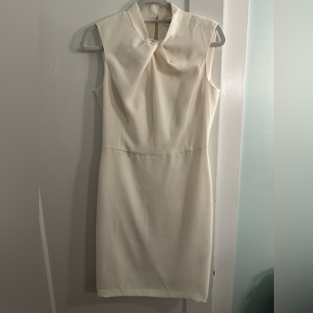 Cream/white twist neck club Monaco dress